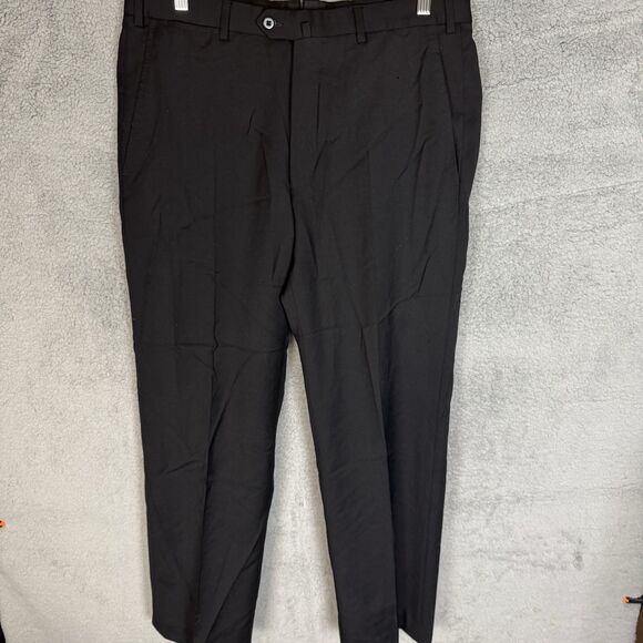 Ermenegildo Zegna Pants Mens 34x31 Black Dress Lana Wool Flat Front - Picture 1 of 14